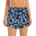 thumbnail image 3 of Uemuo Tropical Leaves Pattern Women's Athletic Shorts High Waisted Running Shorts with Liner Pockets Gym Elastic Workout Shorts-Small, 3 of 9