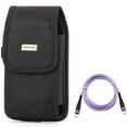 thumbnail image 1 of Purple 10ft PD Cable + Case Belt Clip for Motorola One 5G Ace Phone - Type-C to USB-C Fast Charger Cord Extra Long Power and  Rugged Holster Canvas Cover Combo for Motorola One 5G Ace, 1 of 12