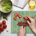 thumbnail image 3 of Vintage Cutting Board, Groovy Retro Drumming Poster Design Percussion Rock Music Instrument Play Vibe Hit, Decorative Tempered Glass Cutting and Serving Board, Large Size, Red Yellow, by Ambesonne, 3 of 5