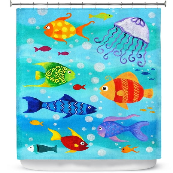 Shower Curtains 70" x 84" from DiaNoche Designs by nJoy Art - Happy Fish I
