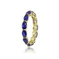 thumbnail image 2 of Blue Sapphire 5x3mm Oval-Cut Stackable Eternity Band Ring 925 Sterling Silver Yellow Gold Plated Gemstone Jewelry For Women Gift, 2 of 5