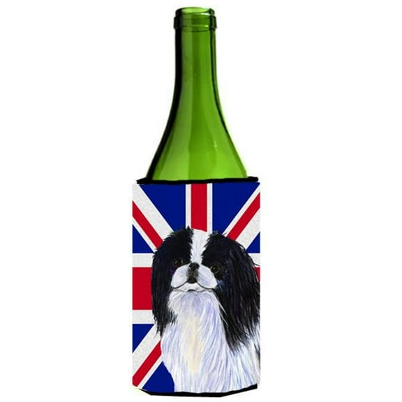 Japanese Chin With English Union Jack British Flag Wine bottle sleeve Hugger - 24 Oz.