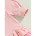 thumbnail image 6 of Bagilaanoe Toddler Baby Girl T-Shirt Dress Kids Long Sleeve Ruffled A-Line Dress 3T 4T 5T 6T Little Girl Pink Tulle Patchwork Dress, 6 of 7