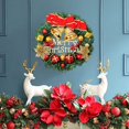 thumbnail image 4 of Christmas Wreaths for Front Door, Artificial Floral Christmas Garland Poinsettia Bowknot Bell Wreaths Xmas Decorations Indoors Outdoors Wall Hanging Ornaments (11.8" in Dia), 4 of 6
