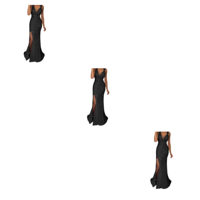 pitrice Robe de Soirée 1/2/3/5 Tenue de Fête Vêtements Festifs Paillettes Cocktail Vêtements Femme Finition Soignée Lavable Attrayant Noir TTTG 3 Pcs