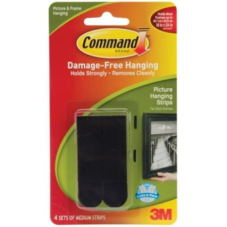 152893 Command Medium Picture Hanging Strips-Black 4 Sets-Pkg