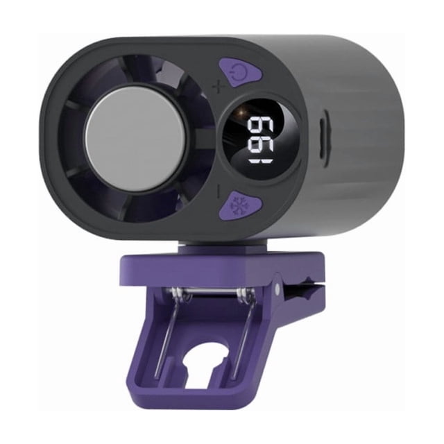 Ventilador portátil con clip y pantalla digital: mini ventilador recargable por USB para escritorio y exteriores con almohadilla de compresa fría y velocidad ajustable.