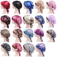 thumbnail image 2 of Jumpingount Envoltura de seda para el cabello con estampado de serpentina para mujer, tocado suave, turbantes, envolturas de satén para el cabello Sombreros Púrpura, 2 of 4