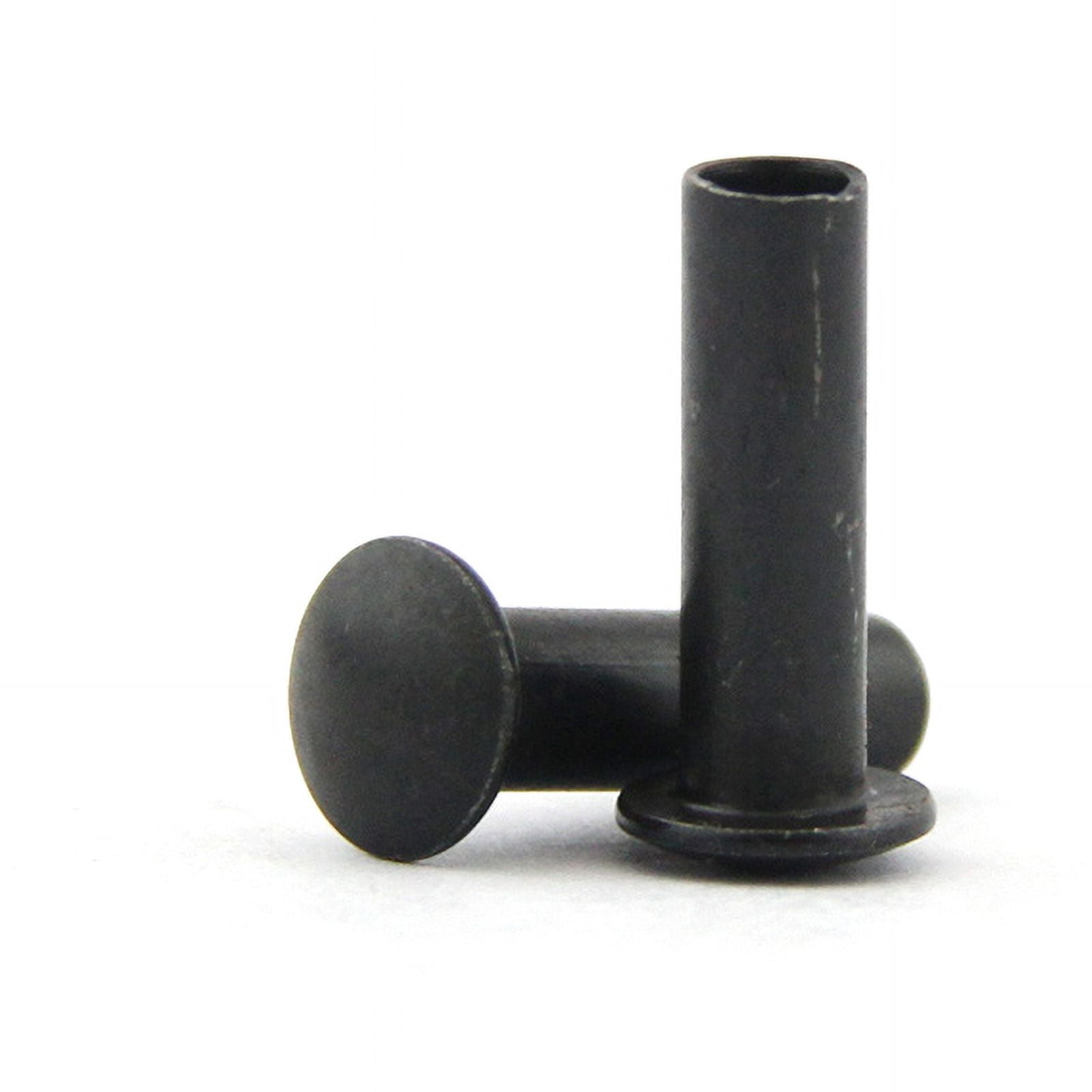 50 Piece Black Carbon Steel Dome Head Half Hollow Shank Rivets M3x14mm