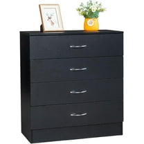 CRXX Black 4 Drawer Dresser for Bedroom, Modern Nightstand Storage Chest of Drawer, Wooden Side Table End Table, Living Room, Reception Room