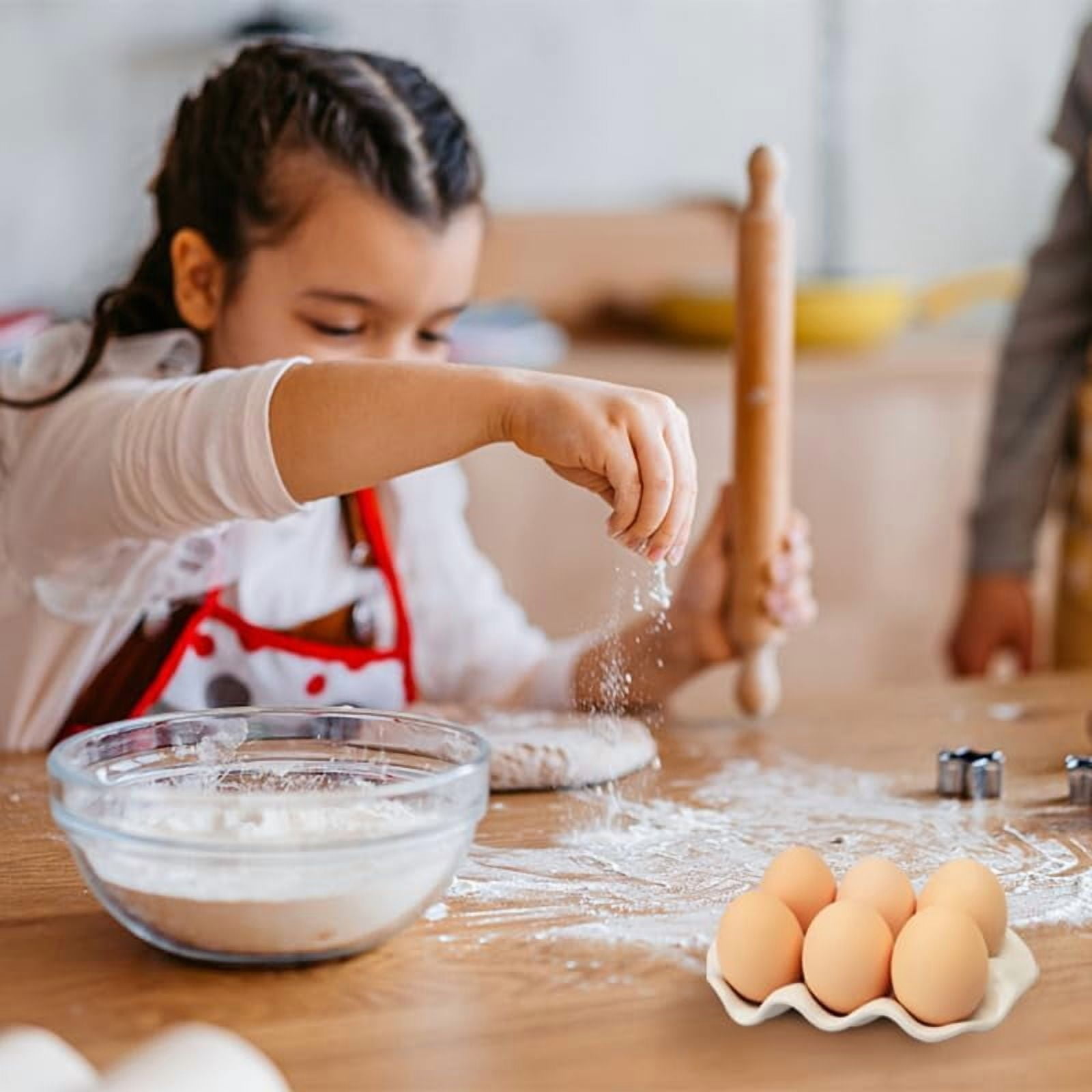 ABCISI 6 Cups ceramic egg holder, Decorative Serving Egg Stand, Holds Half Dozen Eggs for Fridge & kitchen Countertop Display (white)