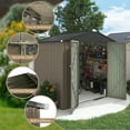 thumbnail image 6 of LACOO 6' x 8'Patio Steel Lockable Storage Shed for Backyard, Mental Outdoor Tool Storage Shed for Garden with Groove Roof, Brown, 6 of 11