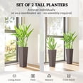 thumbnail image 3 of Outsunny 23.6 Inch Tall Planters for Outdoor Plants, Set of 2 Plastic Flower Pots with Drainage Holes, Brown, 3 of 9