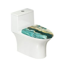 KUIFORTI Teal Marble Toilet Cover Travel Toilet Seat Covers Polyester Fabric Toilet Seat Lid Cover Oval Elongated Toilet Seat Cover Dust Cover
