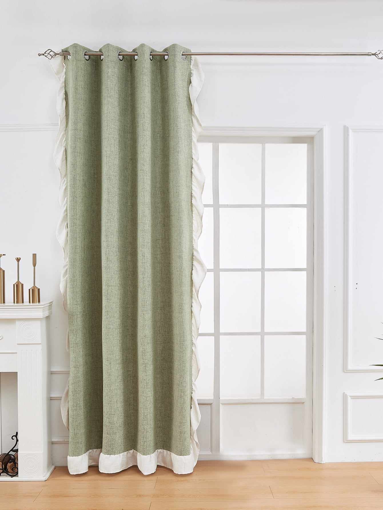Namzi Linen Curtains 132*214CM- 1 slice Light Green Blackout, Thermal Insulated Window Drapes for Bedroom Living Room, Blackout Curtains for Privacy & Light Control