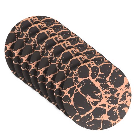 Dainty Home Marble Cork Foil Printed Marble Granite Designed Thick Cork Textured 15  x 15  Round Placemat Set of 8 in Black And Rose Gold