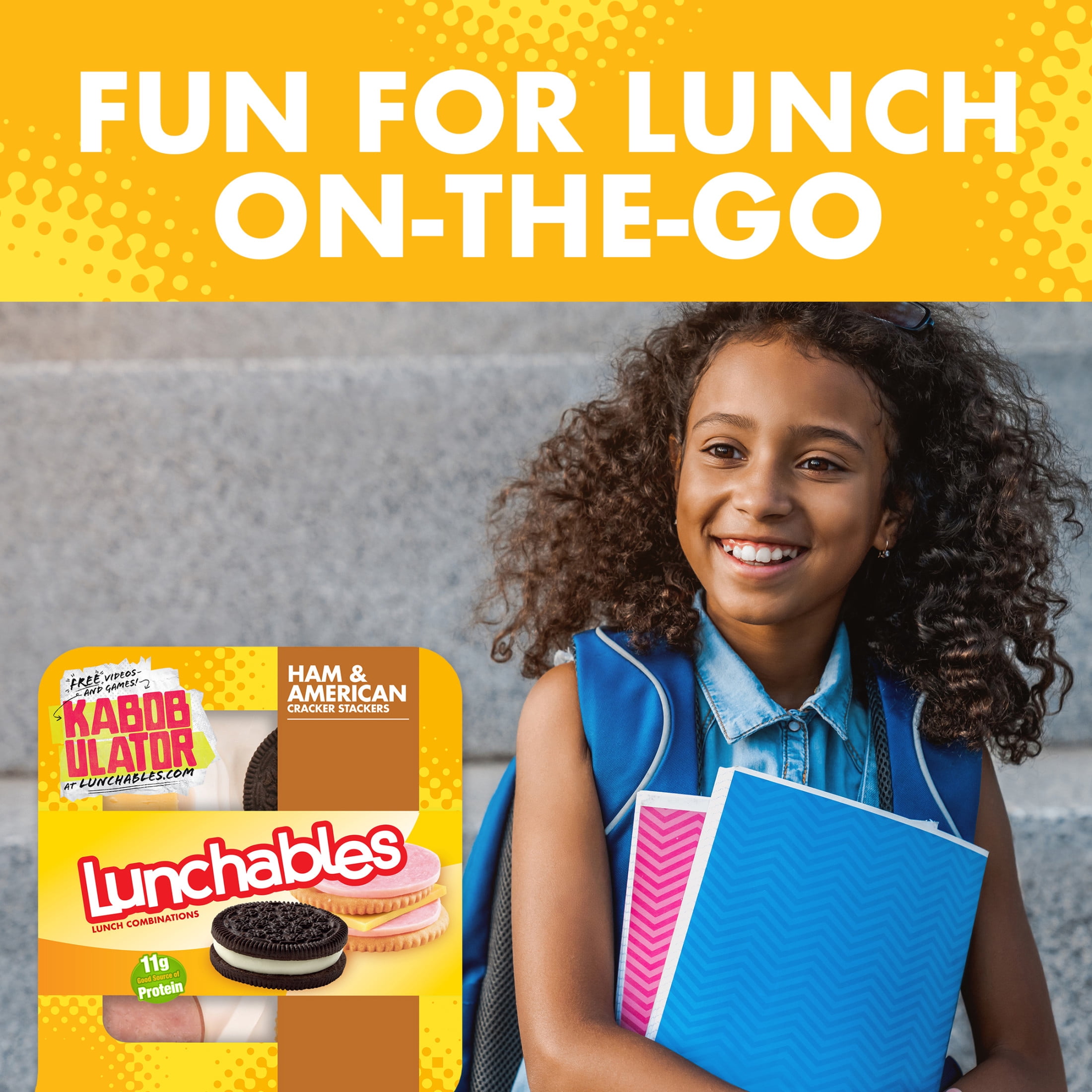 Lunchables Ham & American Cheese Cracker Stackers Kids Lunch Snack, 3.4 oz Tray