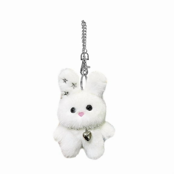 Colorful Star Rabbits Keychain Plush Bag Charm Handmade Keyring Craft Supplies for Backpacks and Keys Decoration
