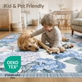 thumbnail image 4 of ODIKA 5'x7' Washable Area Rug Non-Slip, Low Pile, Stain Resistant Hydrangea Floral Bouquet With Eucalyptus Leaf And Plaid Border Accents for Guest Room, Lounge, Apartment, 4 of 7