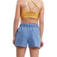 thumbnail image 2 of Haitryli Girls Embroidered Floral And Bow Denim Shorts Split Hem Pants For Casual Vacation Beach Toursers Butterfly 160/30, 2 of 7