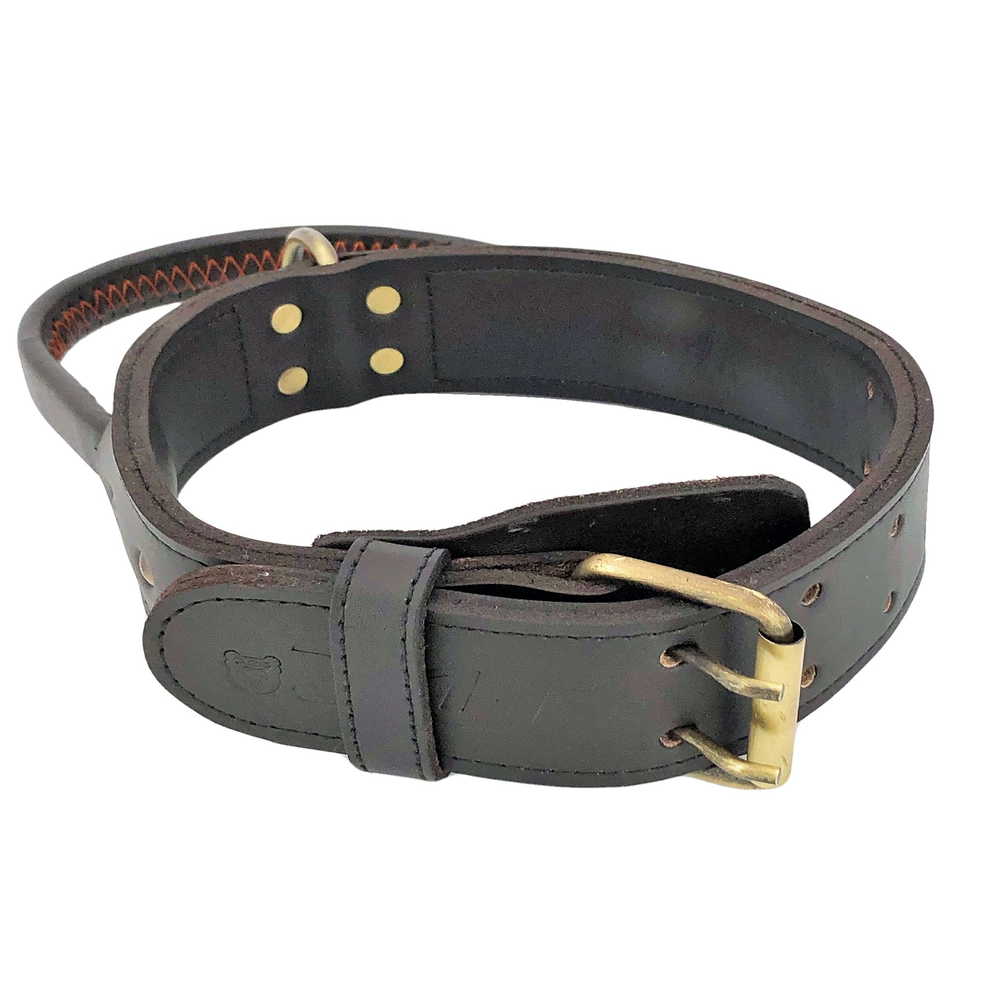 Thankspaw Leather Dog Collar Soft & Durable Strong Waterproof Collars  Adjustable for Small Medium Large Dogs Brown M
