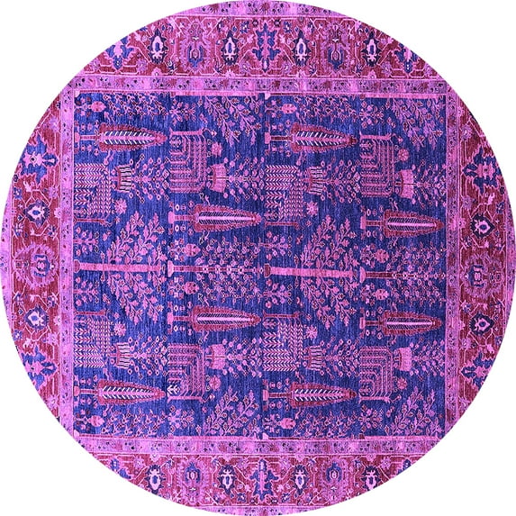 Ahgly Company Indoor Round Oriental Purple Industrial Area Rugs, 8' Round