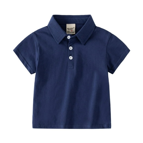 LIUYUNNN Kids Polo Shirt Boys Short Sleeve Navy Button down Shirt Boys School Uniforms Classic 3-4 Years Boys Clothes Size Boys Girls Four Seasons Outfits
