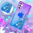 thumbnail image 5 of Clear Case for Samsung Galaxy A54 with Kickstand for Girls Women, Liquid Glitter Sparkle Bling Cute Case Gradient Quicksand Cover for Samsung Galaxy A54 JB Purple Navy, 5 of 7