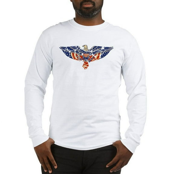 CafePress - Retro Eagle And USA Flag Long Sleeve T Shirt - Unisex Cotton Long Sleeve T-Shirt