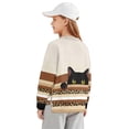 thumbnail image 2 of Xoenoiee Cat Leopard Stripe Print Girls Oversized Crewneck Sweatshirt Side Slit Long Sleeve Pullover Slouchy Fit Tops for Running Hiking, 11-12 Years, 2 of 7