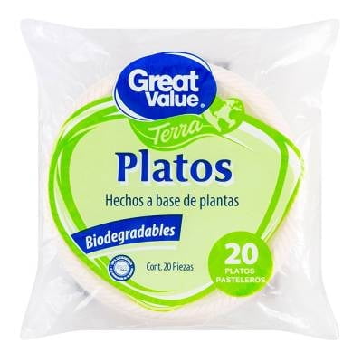 Plato desechable Great Value Terra chico 20 pzas