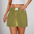 thumbnail image 4 of Inleife Womens Casual Plaid Prints Shorts Summer Elastic Waist Comfortable Pocket Pants Pant Pockets Button Shorts, 4 of 6