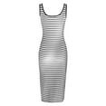 thumbnail image 6 of Women's Casual Stripe Sleeveless Round Neck Slim Dress, Split Hem, Polyester Blend, for Spring/Summer/Autumn, Multiple Sizes, 6 of 6