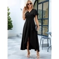 thumbnail image 6 of Women'S Long Formal Dresses Split Elegant V Neck Wrap Ruffle Wedding Guest Dresses Black XXL, 6 of 9