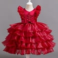 thumbnail image 4 of Kids Girls Pageant Party Dress Ruffle Flower Kids Wedding Ball Gown Pearl Formal Princess Dress 3-12 Years, 4 of 5