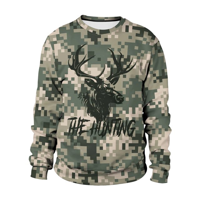 Chándal holgado para hombre, sudadera con estampado de ciervo, jersey de campo, ropa de calle para pareja y campamento al aire libre, otoño