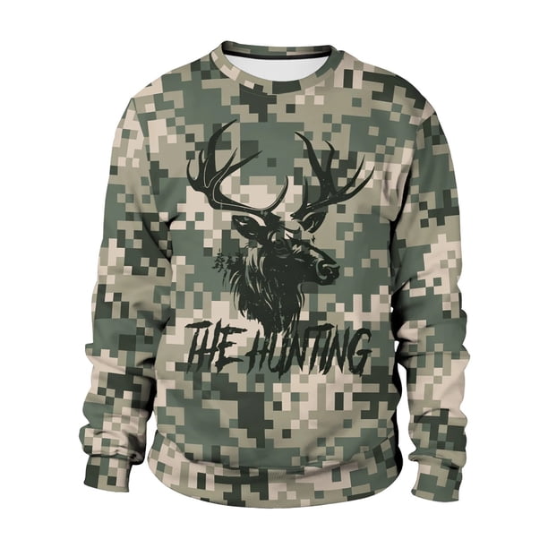 Chándal holgado para hombre, sudadera con estampado de ciervo, jersey de campo, ropa de calle para pareja y campamento al aire libre, otoño
