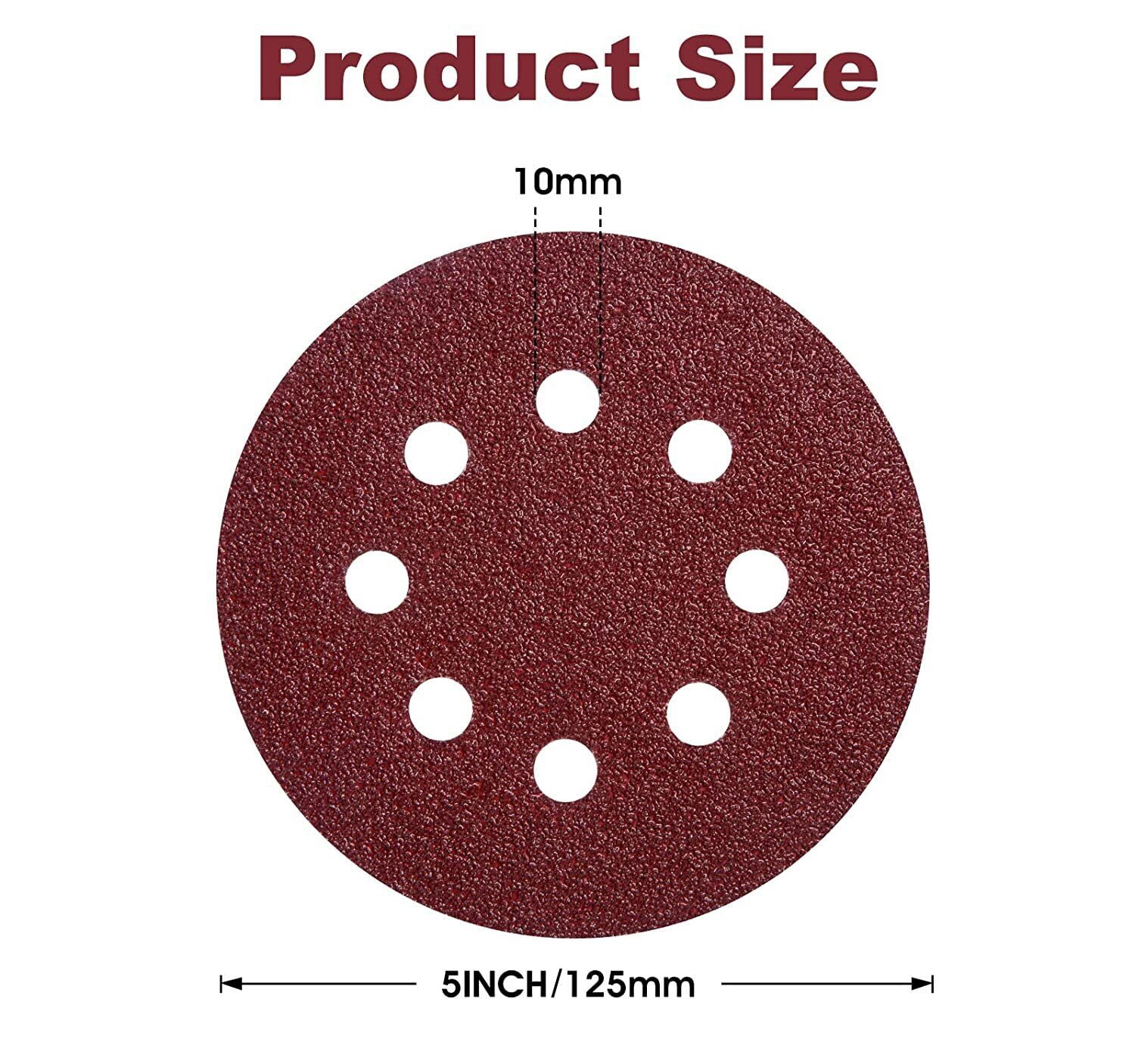 S SATC 150x 5inch Sanding Discs 40 Grit Hook Loop 8-Hole Sandpaper Orbital Sander Paper