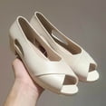 thumbnail image 4 of NOKIO Spring Sandals for Women's Summer Low Heel Single Shoes Fish Mouth Heel Flat Bottom Casual Outerwear Solid Color Fashion Sandals, 4 of 7