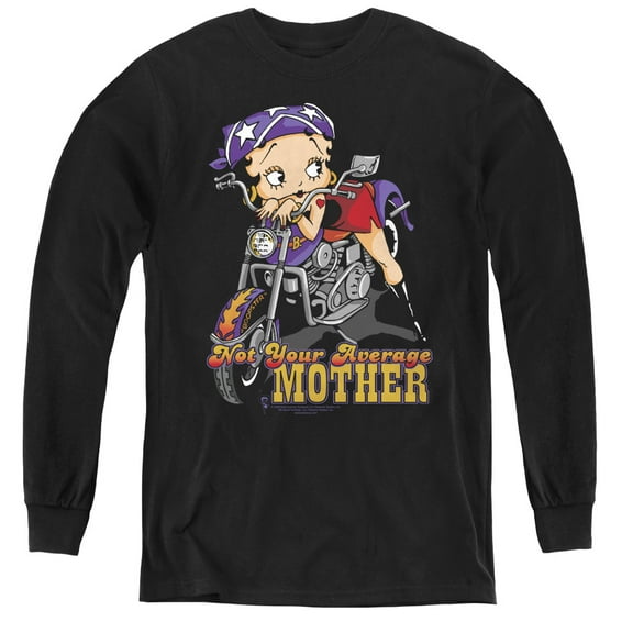 Betty Boop Not Your Average Mother Youth Long Sleeve T-Shirt Tee Black