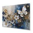 thumbnail image 2 of Designart "Butterfly Wings And Flowers Golden Blue I" Floral Metal Wall Art Prints, 2 of 5