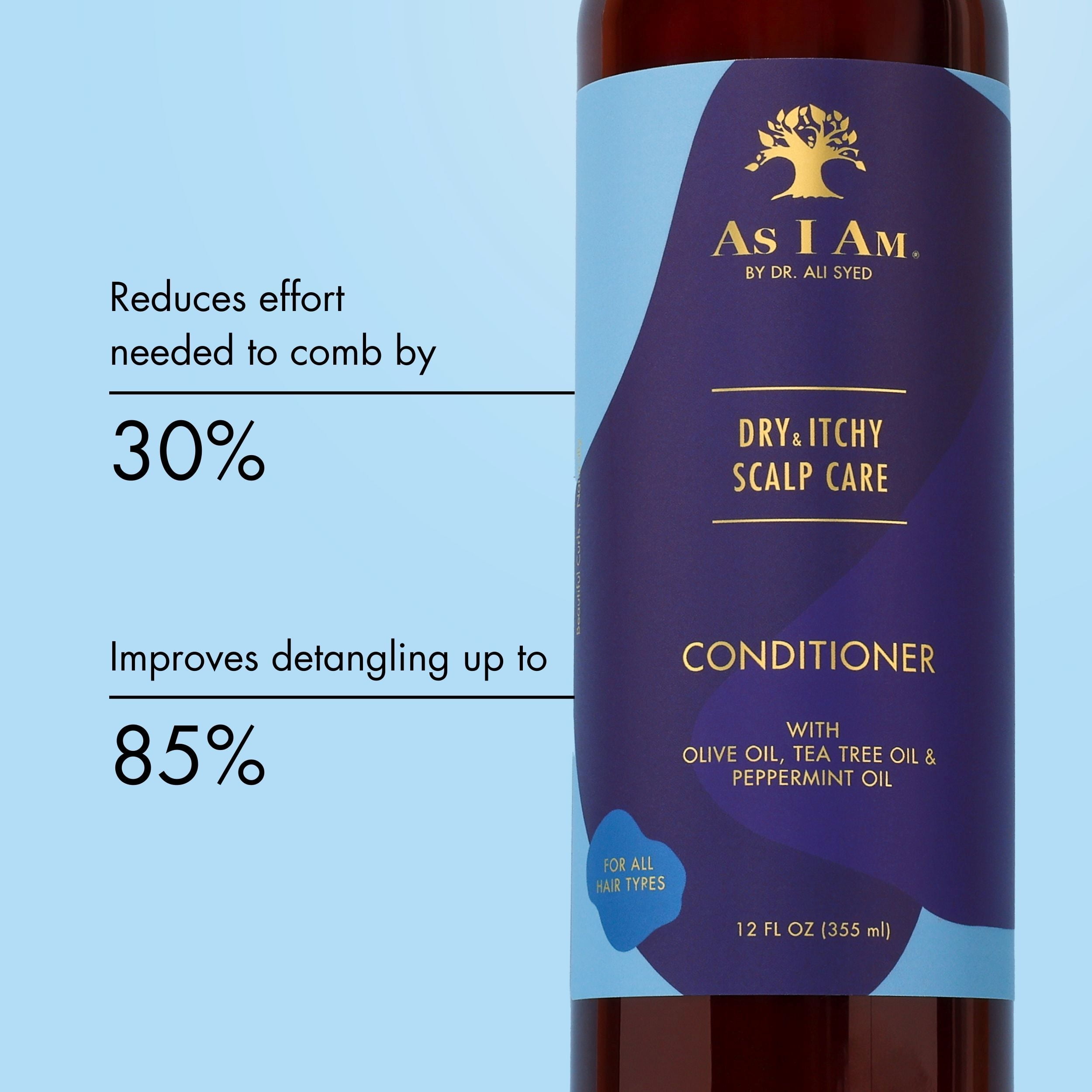 (6 pack) As I Am Dry & Itchy Scalp Care Conditioner for Dry Scalp Flakes and Moisture Balance 12 fl.oz. With Olive Oil, Tea Tree Oil & Peppermint Oil