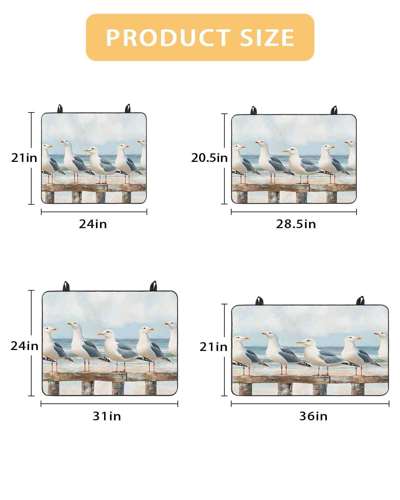 nqOlkjepod Large Induction Cooktop Protector Mat 31"x24", Coastal Seagull Stove Top Covers for Electric Stove, Summer Beach Ocean Bird Watercolor Stove Burner Cover Mats, Glass Top Stove Cover