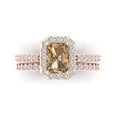 thumbnail image 2 of Clara Pucci 14K Rose Gold 2.16 Simulated Champagne Engraveable Engagement Ring + Wedding Band Set, 2 of 7
