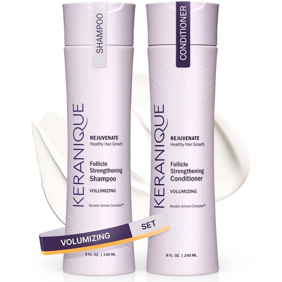 Keranique Volumizing Shampoo and Conditioner Set for Hair Repair and Growth with Biotin and Keratin for Women Thinning Hair Formula 8 Fl Oz Each