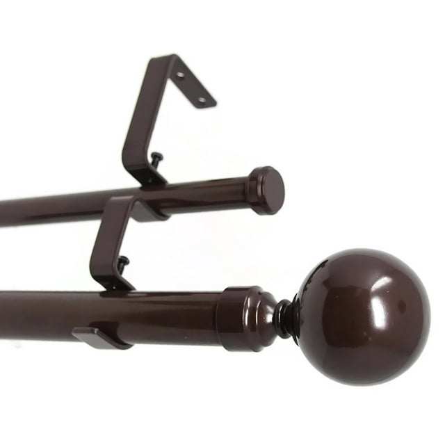 Urbanest Steel Ball Manhattan 1" 5/8" Double Drapery Curtain Window Rod Set - 84" to 120", Bronze