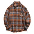 thumbnail image 1 of Camisas Casuales Para Hombre Camisa de manga larga a cuadros suelta y para hombre Camisa casual de moda de talla grande (Orange, XL), 1 of 4