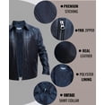 thumbnail image 3 of USTRADEENT Mens Genuine Leather Vintage Cafe Biker Jacket, 3 of 5