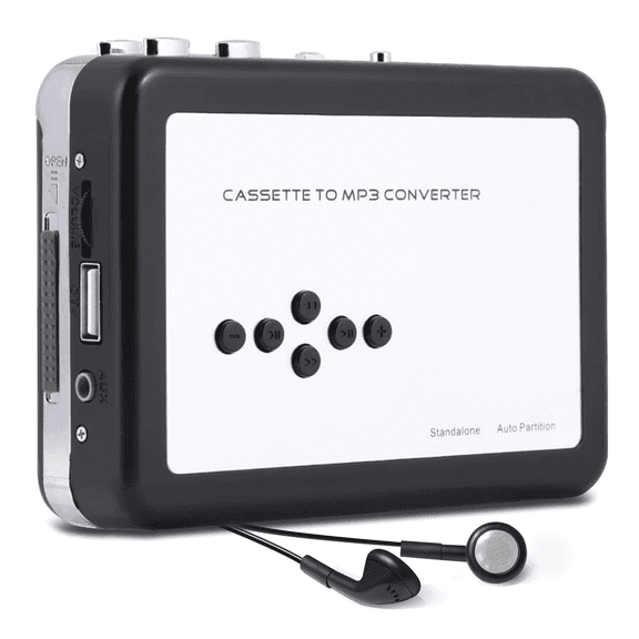 Reshow Portable Cassette Player USB to MP3 Converter, Tape Digital Converter, Built-in Speaker, White