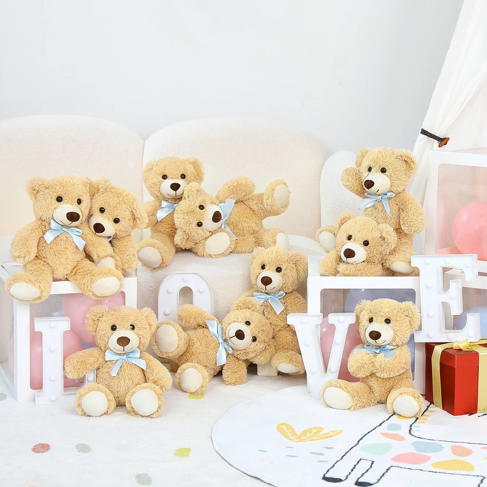MaoGoLan 10 packs Teddy Bear with Blue Bow Tie 14" Bulk Stuffed Animals Plush Toy Stuffed Bear Toys